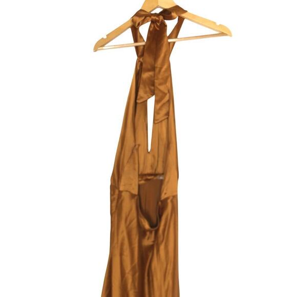 Something Navy  Halter Gown Satin Cutout Maxi Orange M - Picture 11 of 16